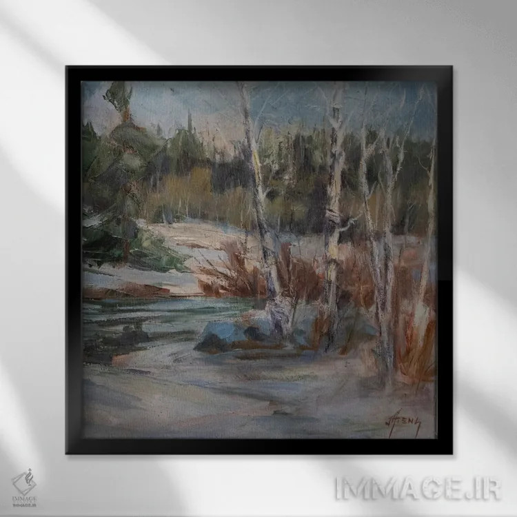 تابلو ذوب برف بهاری اثر جودی آهرنز - نمای قابدار مشکی