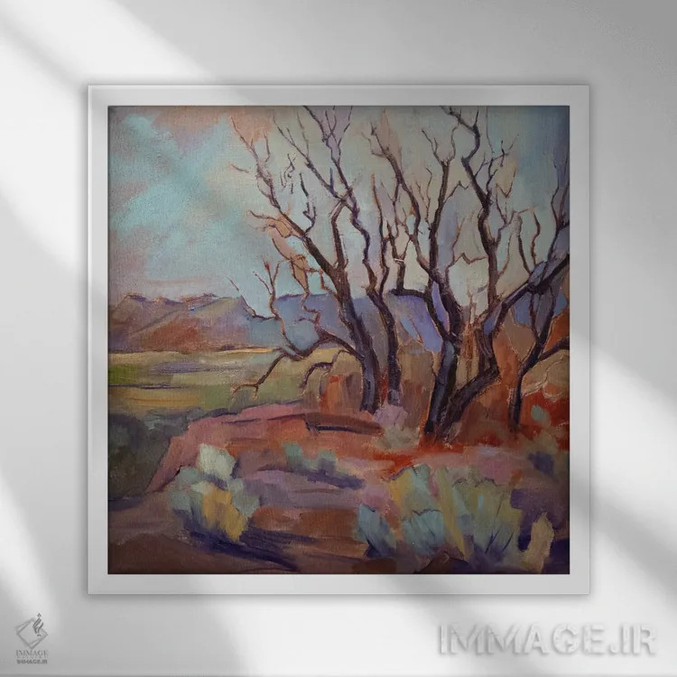 تابلو درختان خوابیده اثر جودی آهرنز - نمای قابدار سفید