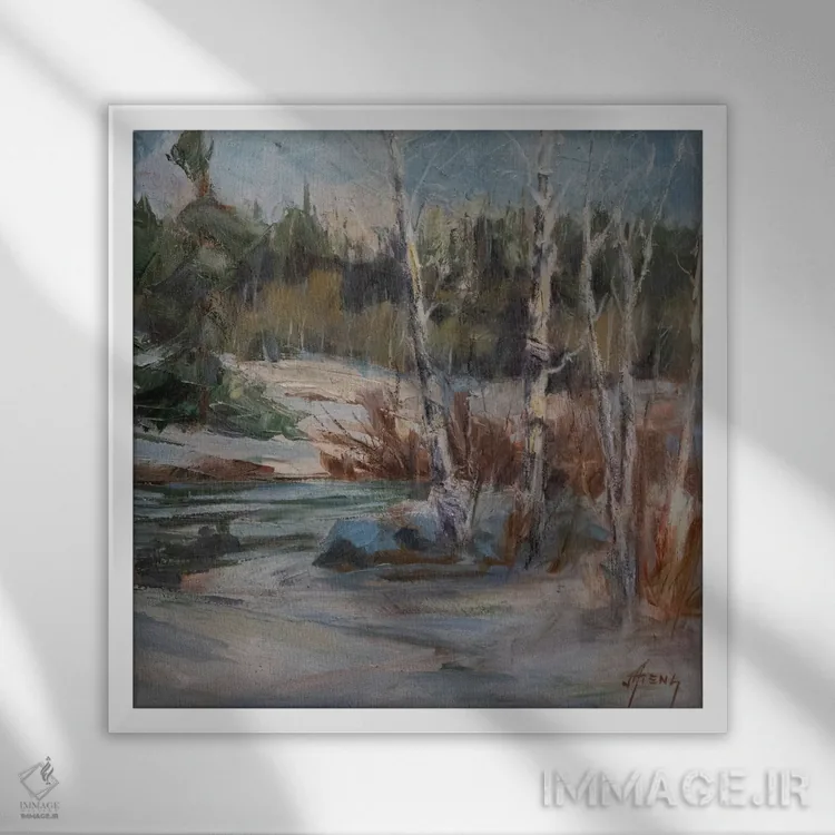 تابلو ذوب برف بهاری اثر جودی آهرنز - نمای قابدار سفید