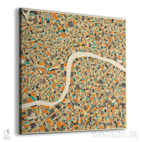 تابلو نقشه انتزاعی شهر لندن اثر جازبری بلو (هنرمند مدرن/برند هنری) - نمای پرسپکتیو محصول