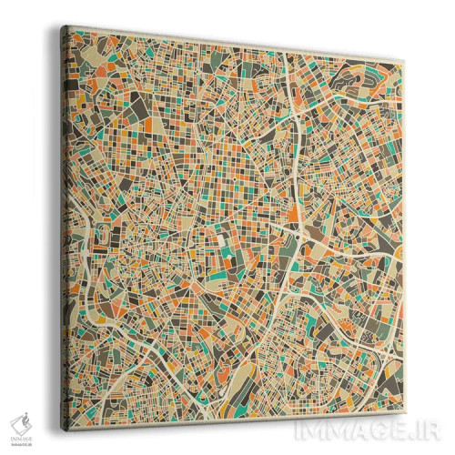 تابلو نقشه انتزاعی شهر مادرید اثر جازبری بلو (هنرمند مدرن/برند هنری) - نمای پرسپکتیو محصول