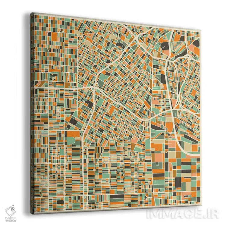 تابلو نقشه انتزاعی شهر لس آنجلس اثر جازبری بلو (هنرمند مدرن/برند هنری) - نمای پرسپکتیو محصول