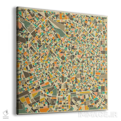 تابلو نقشه انتزاعی شهر میلان اثر جازبری بلو (هنرمند مدرن/برند هنری) - نمای پرسپکتیو محصول
