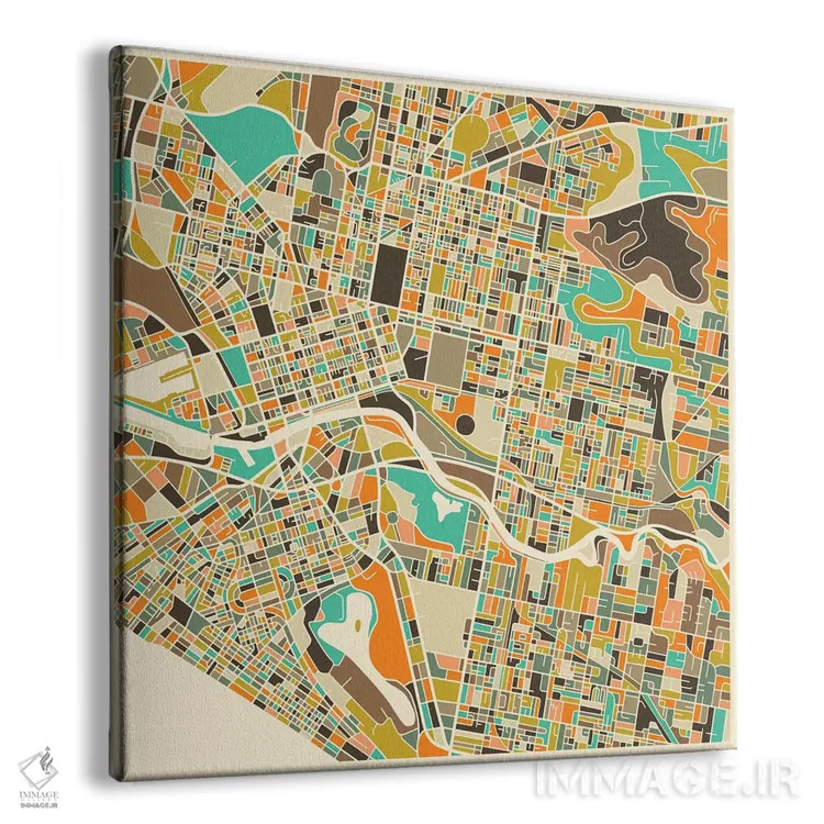 تابلو نقشه انتزاعی شهر ملبورن اثر جازبری بلو (هنرمند مدرن/برند هنری) - نمای پرسپکتیو محصول