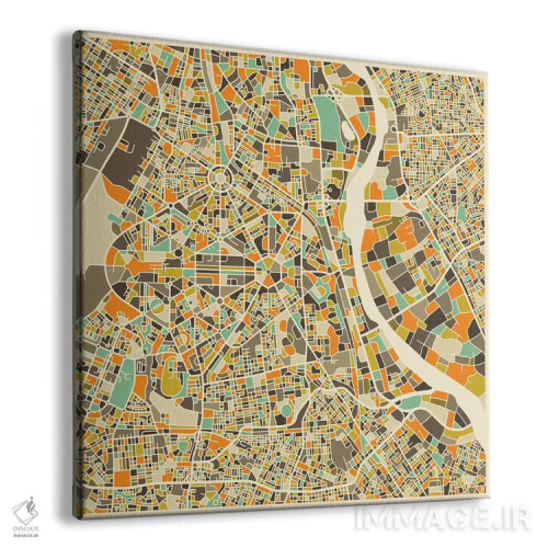 تابلو نقشه انتزاعی شهر دهلی نو اثر جازبری بلو (هنرمند مدرن/برند هنری) - نمای پرسپکتیو محصول