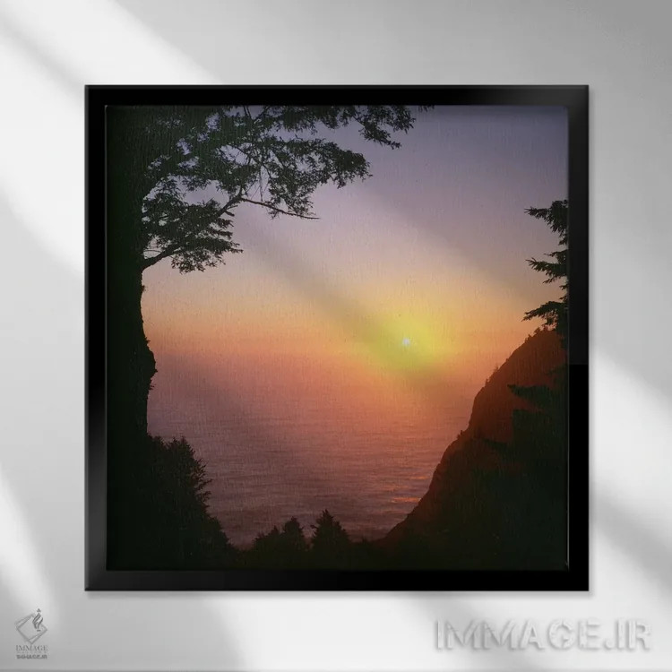 تابلو Oregon. Oswald West State Park, summer sunset viewed from below Neahkanie Mountain." اثر جان بارگر - نمای قابدار مشکی