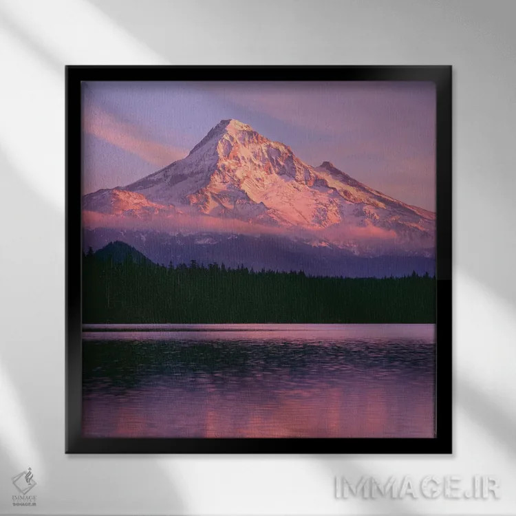 تابلو Mount Hood NF. Sunset light reddens north side of Mount Hood with first snow" اثر جان بارگر - نمای قابدار مشکی