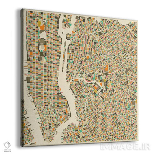 تابلو نقشه انتزاعی شهر نیویورک اثر جازبری بلو (هنرمند مدرن/برند هنری) - نمای پرسپکتیو محصول