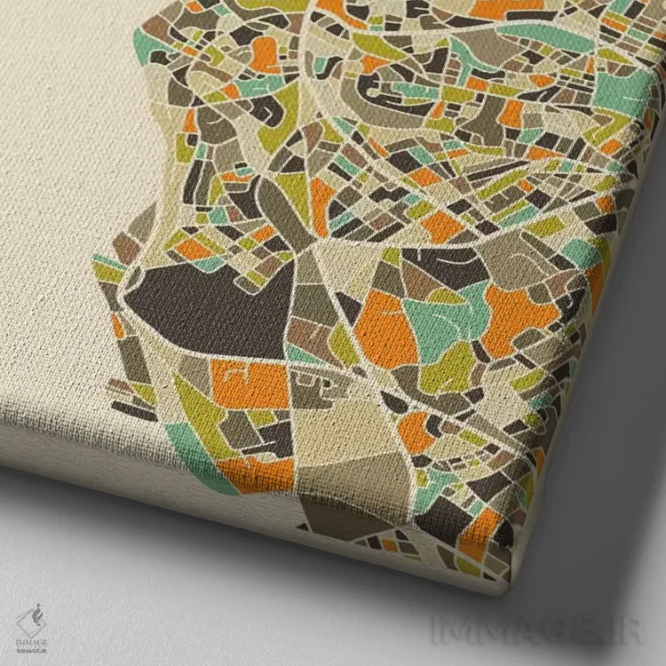 تابلو نقشه انتزاعی شهر استانبول اثر جازبری بلو (هنرمند مدرن/برند هنری) - نمای نزدیک بافت بوم