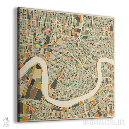 تابلو نقشه انتزاعی شهر نیواورلئان اثر جازبری بلو (هنرمند مدرن/برند هنری) - نمای پرسپکتیو محصول
