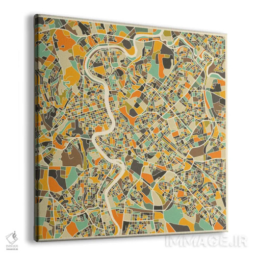 تابلو نقشه انتزاعی شهر رم اثر جازبری بلو (هنرمند مدرن/برند هنری) - نمای پرسپکتیو محصول