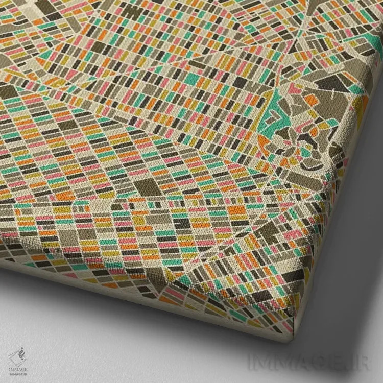 تابلو نقشه انتزاعی شهر نیویورک اثر جازبری بلو (هنرمند مدرن/برند هنری) - نمای نزدیک بافت بوم