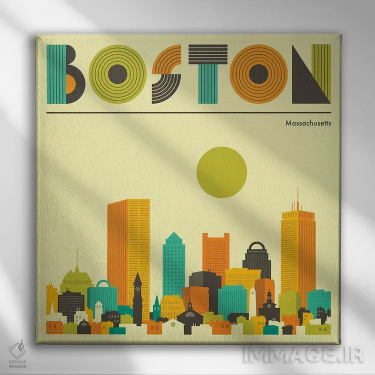 تابلو خط افق بوستون ۱ اثر جازبری بلو (هنرمند مدرن/برند هنری) - نمای روبهرو روی دیوار