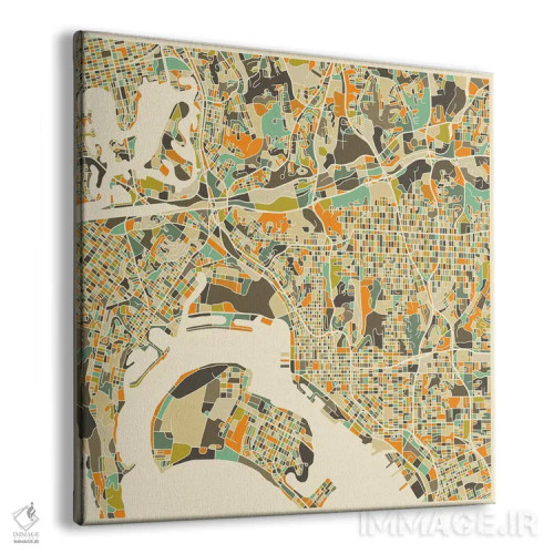 تابلو نقشه انتزاعی شهر سن دیگو اثر جازبری بلو (هنرمند مدرن/برند هنری) - نمای پرسپکتیو محصول