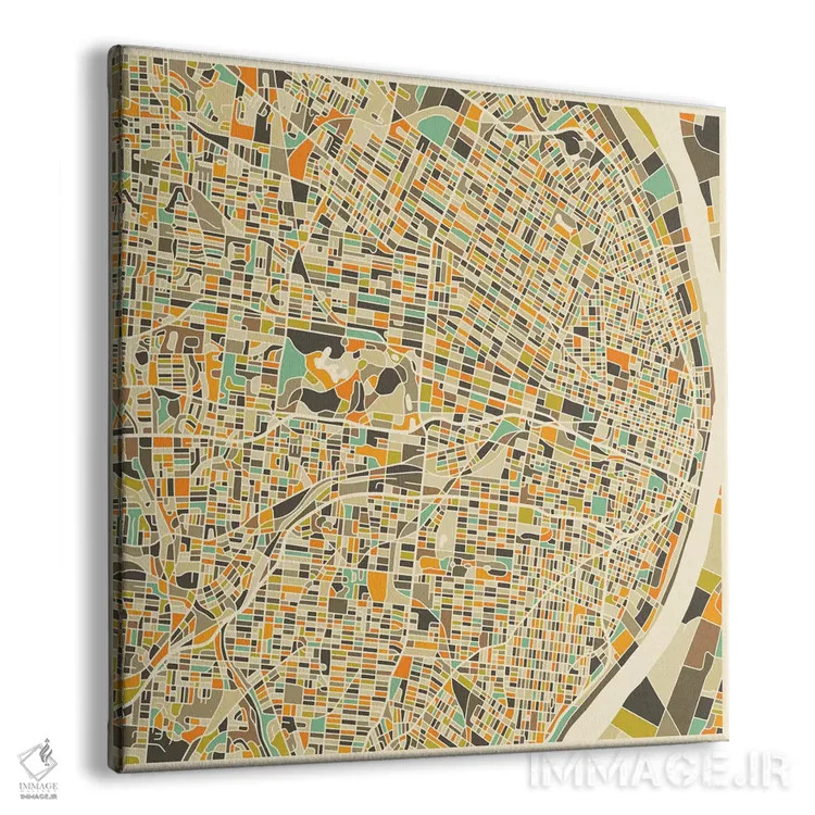 تابلو نقشه انتزاعی شهر سنت لوئیس اثر جازبری بلو (هنرمند مدرن/برند هنری) - نمای پرسپکتیو محصول