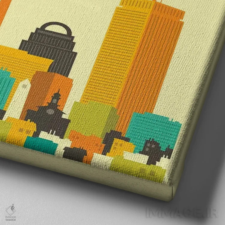 تابلو خط افق بوستون ۱ اثر جازبری بلو (هنرمند مدرن/برند هنری) - نمای نزدیک بافت بوم