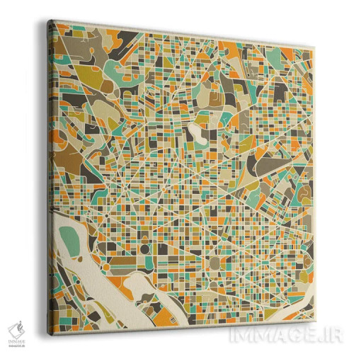 تابلو نقشه انتزاعی شهر واشینگتن اثر جازبری بلو (هنرمند مدرن/برند هنری) - نمای پرسپکتیو محصول