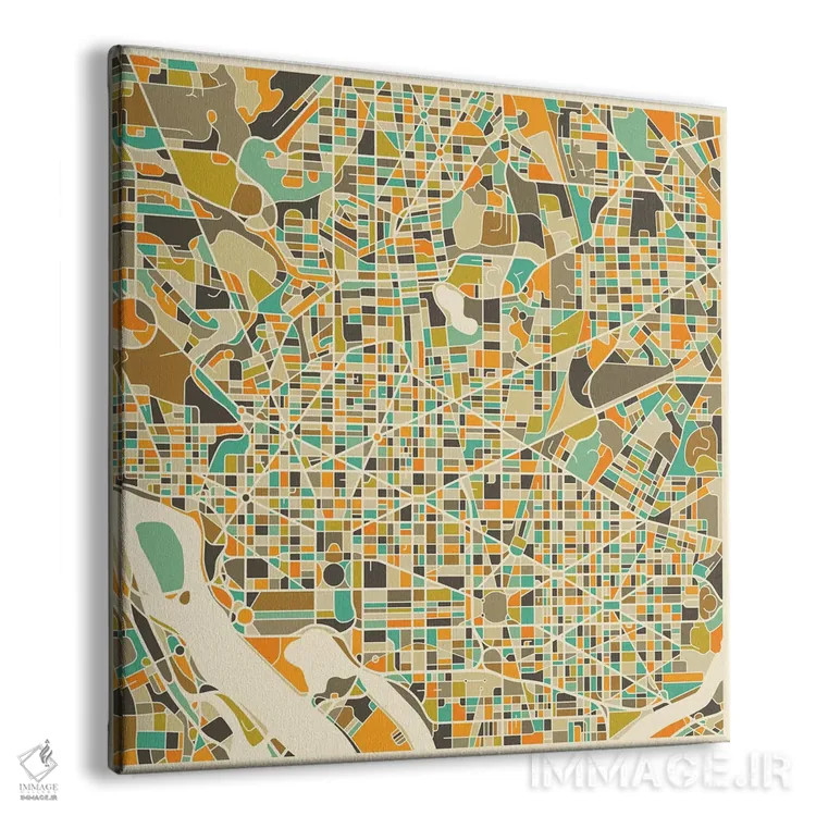 تابلو نقشه انتزاعی شهر واشینگتن اثر جازبری بلو (هنرمند مدرن/برند هنری) - نمای پرسپکتیو محصول