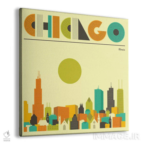 تابلو خط افق شیکاگو ۱ اثر جازبری بلو (هنرمند مدرن/برند هنری) - نمای پرسپکتیو محصول