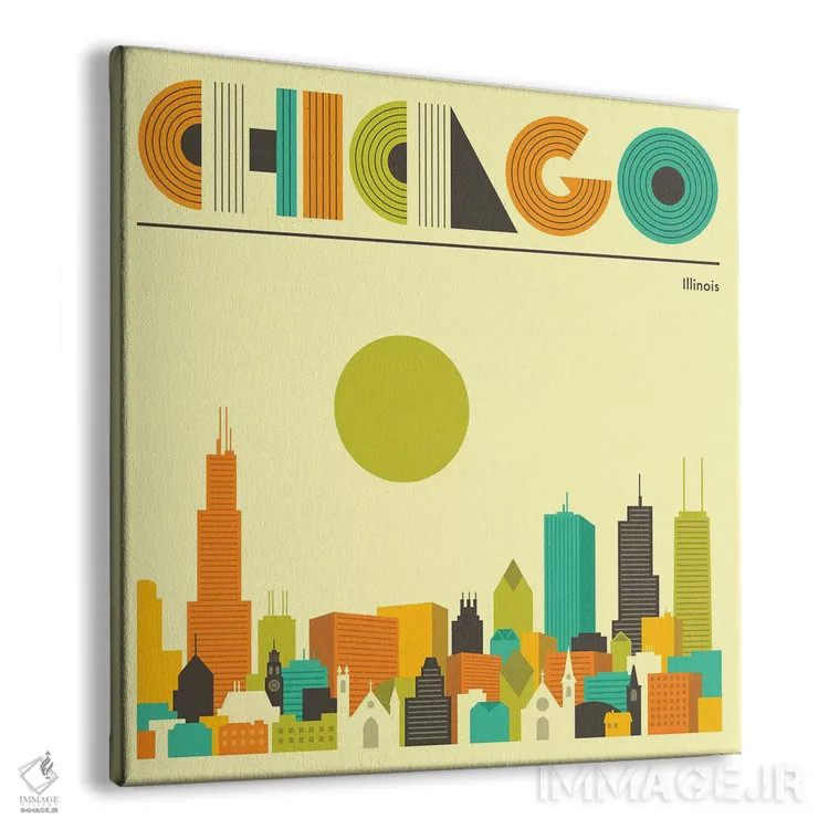 تابلو خط افق شیکاگو ۱ اثر جازبری بلو (هنرمند مدرن/برند هنری) - نمای پرسپکتیو محصول