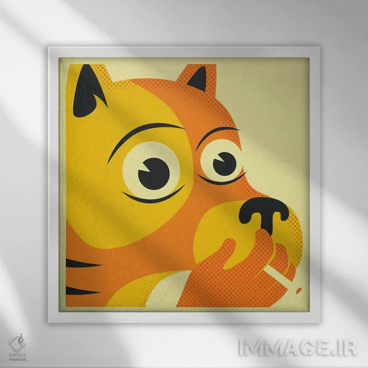 تابلو سگ سیگاری اثر جازبری بلو (هنرمند مدرن/برند هنری) - نمای قابدار سفید