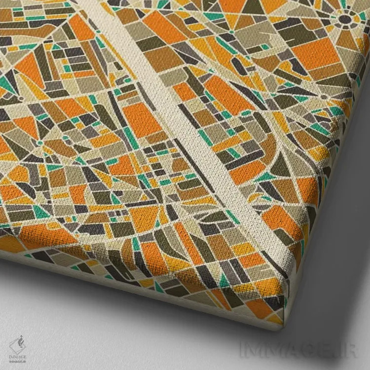 تابلو نقشه انتزاعی شهر پاریس اثر جازبری بلو (هنرمند مدرن/برند هنری) - نمای نزدیک بافت بوم