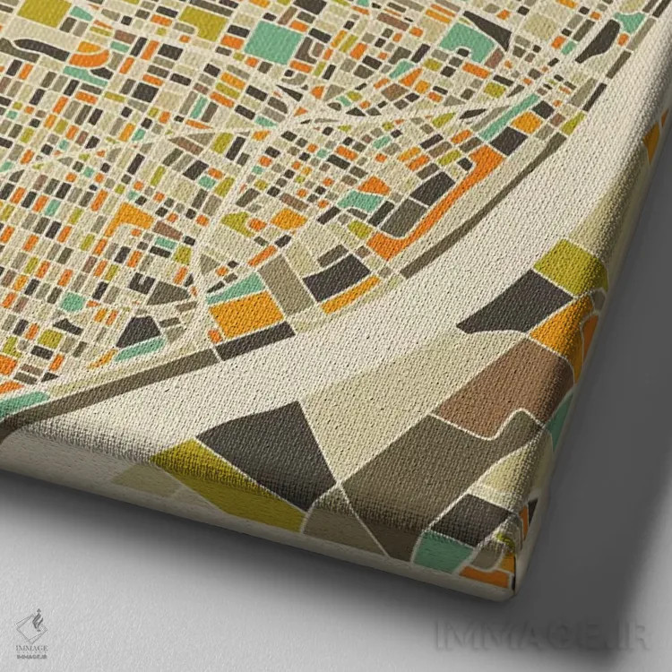 تابلو نقشه انتزاعی شهر سنت لوئیس اثر جازبری بلو (هنرمند مدرن/برند هنری) - نمای نزدیک بافت بوم