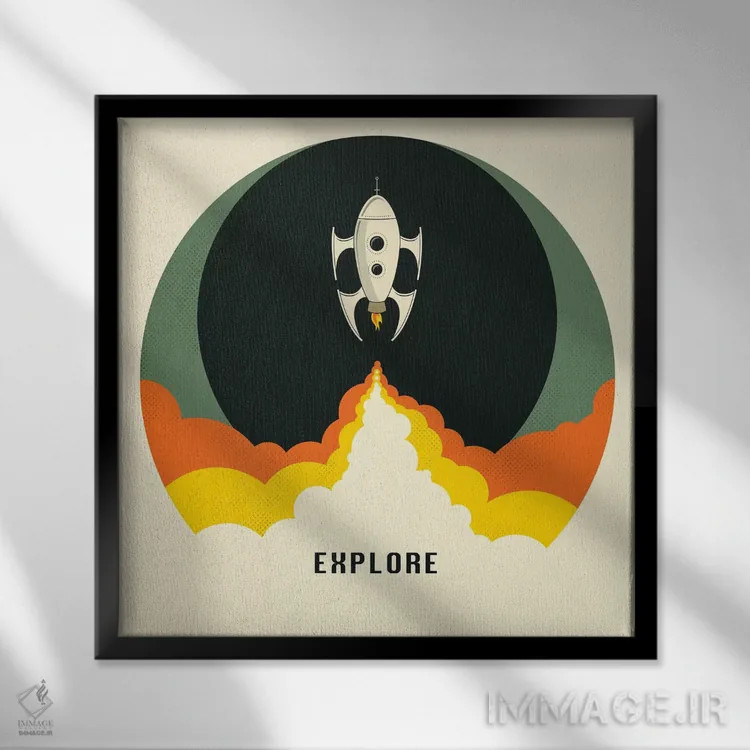 تابلو اکتشاف ۱ اثر جازبری بلو (هنرمند مدرن/برند هنری) - نمای قابدار مشکی