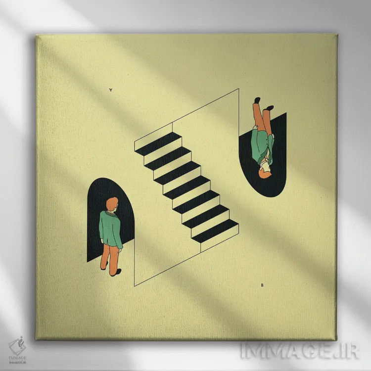 تابلو همزاد اثر جازبری بلو (هنرمند مدرن/برند هنری) - نمای روبهرو روی دیوار