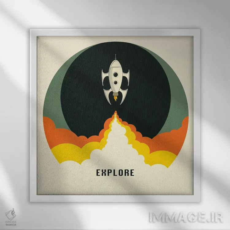 تابلو اکتشاف ۱ اثر جازبری بلو (هنرمند مدرن/برند هنری) - نمای قابدار سفید