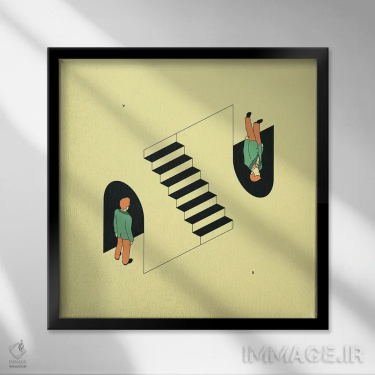 تابلو همزاد اثر جازبری بلو (هنرمند مدرن/برند هنری) - نمای قابدار مشکی