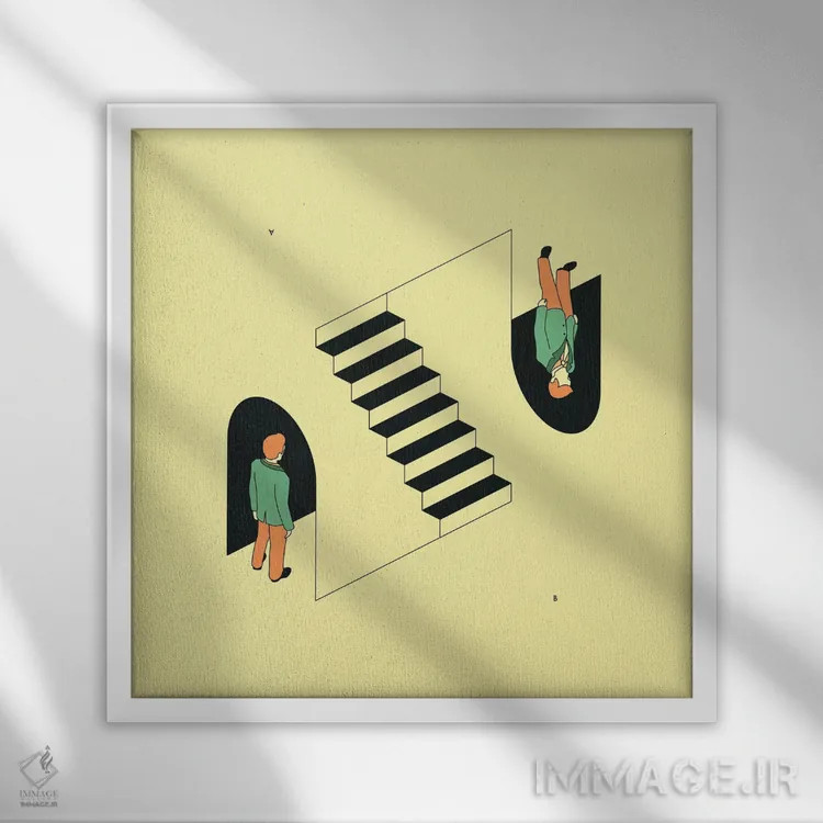 تابلو همزاد اثر جازبری بلو (هنرمند مدرن/برند هنری) - نمای قابدار سفید