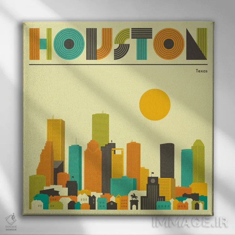 تابلو خط افق هیوستون ۲ اثر جازبری بلو (هنرمند مدرن/برند هنری) - نمای روبهرو روی دیوار