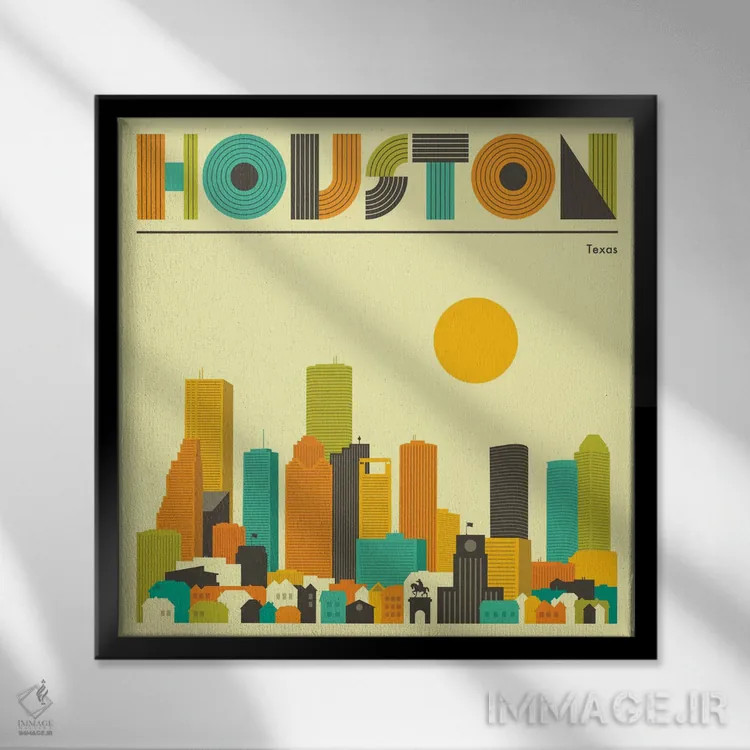 تابلو خط افق هیوستون ۲ اثر جازبری بلو (هنرمند مدرن/برند هنری) - نمای قابدار مشکی