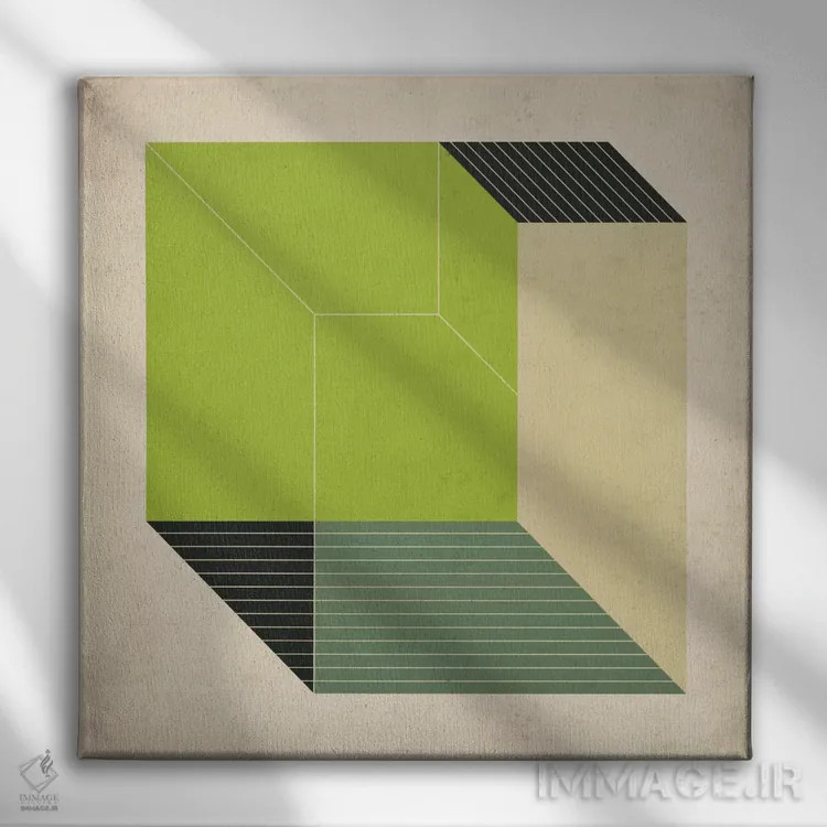 تابلو مکعبها XIII.V اثر جازبری بلو (هنرمند مدرن/برند هنری) - نمای روبهرو روی دیوار