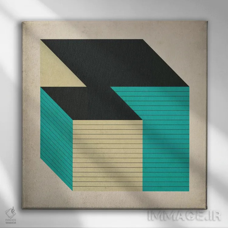 تابلو مکعبها XII اثر جازبری بلو (هنرمند مدرن/برند هنری) - نمای روبهرو روی دیوار