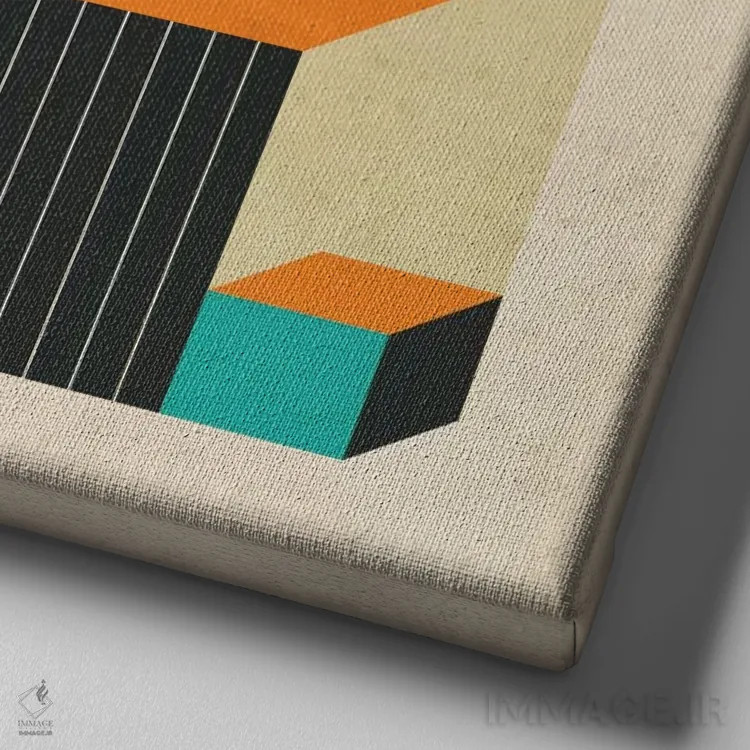 تابلو مکعبها XI اثر جازبری بلو (هنرمند مدرن/برند هنری) - نمای نزدیک بافت بوم