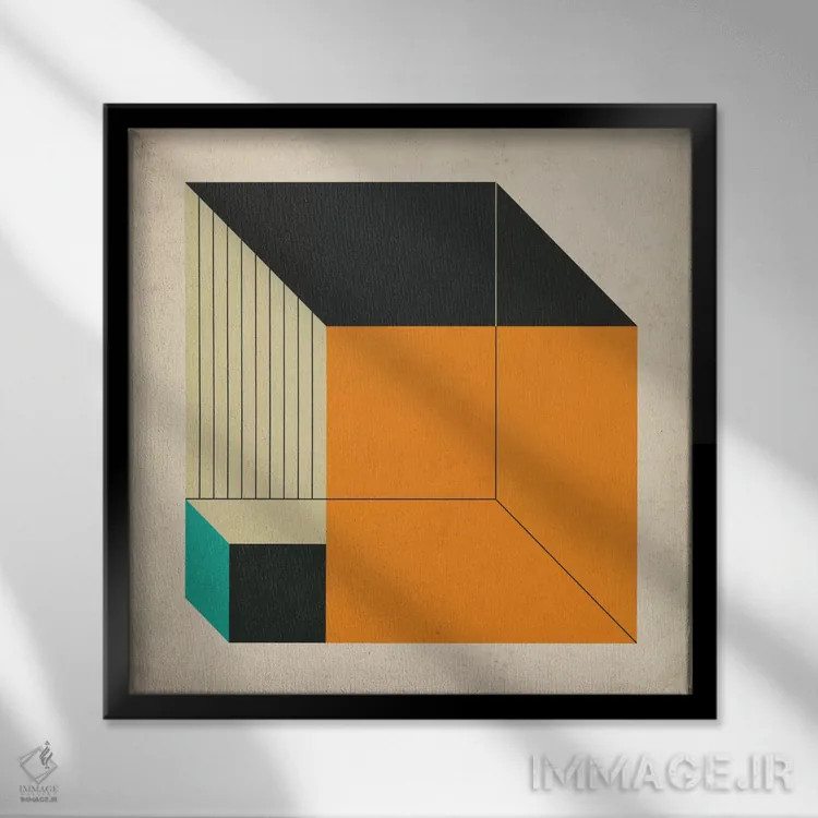 تابلو مکعبها XIV اثر جازبری بلو (هنرمند مدرن/برند هنری) - نمای قابدار مشکی