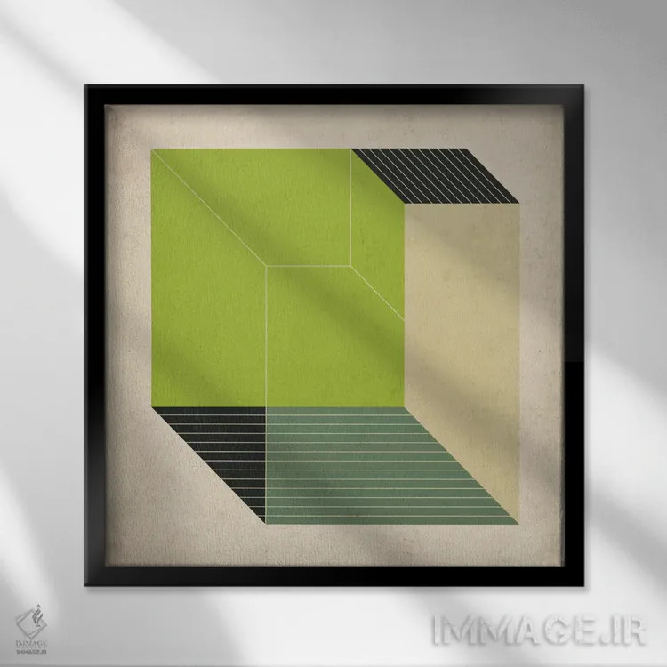 تابلو مکعبها XIII.V اثر جازبری بلو (هنرمند مدرن/برند هنری) - نمای قابدار مشکی