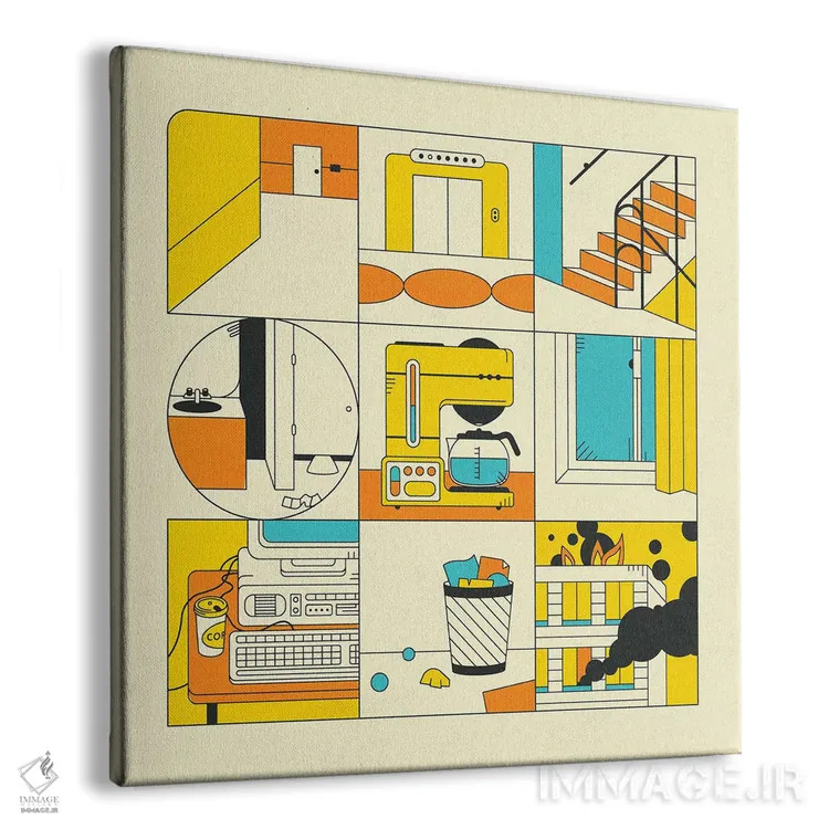 تابلو اداره اثر جازبری بلو (هنرمند مدرن/برند هنری) - نمای پرسپکتیو محصول