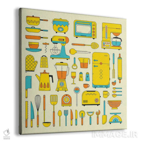 تابلو آشپزخانه رترو اثر جازبری بلو (هنرمند مدرن/برند هنری) - نمای پرسپکتیو محصول