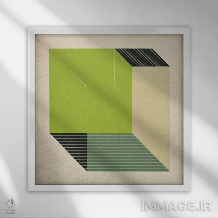 تابلو مکعبها XIII.V اثر جازبری بلو (هنرمند مدرن/برند هنری) - نمای قابدار سفید