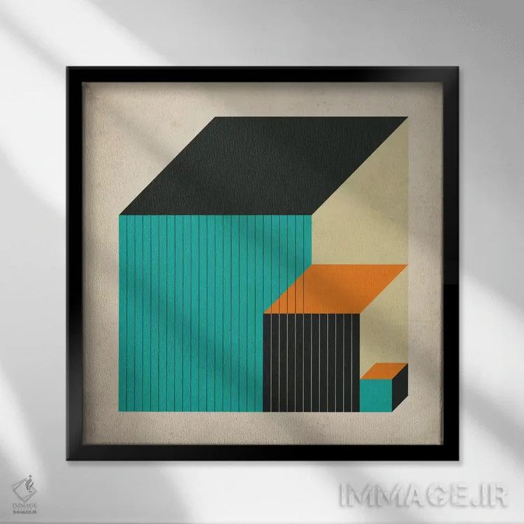 تابلو مکعبها XI اثر جازبری بلو (هنرمند مدرن/برند هنری) - نمای قابدار مشکی