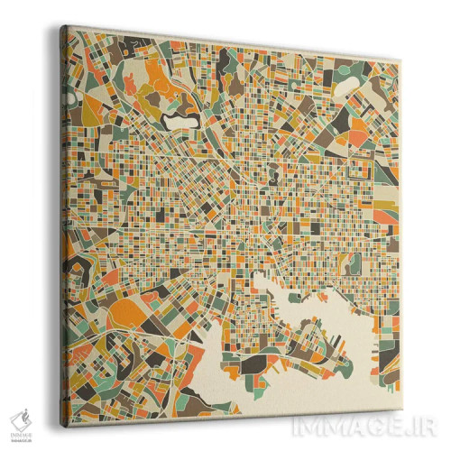 تابلو نقشه انتزاعی شهر بالتیمور اثر جازبری بلو (هنرمند مدرن/برند هنری) - نمای پرسپکتیو محصول
