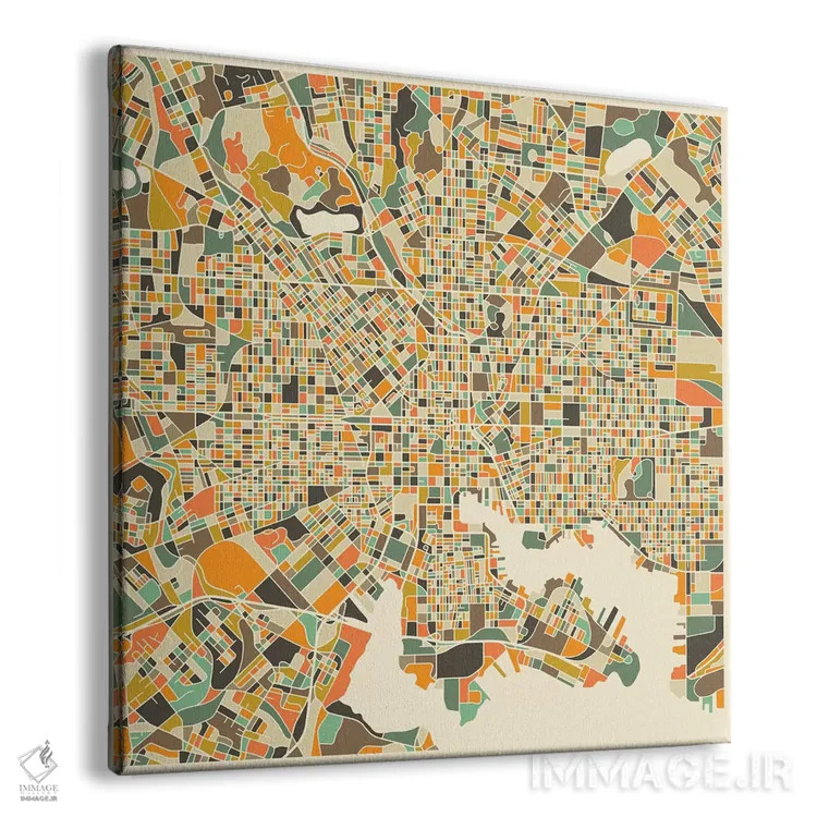 تابلو نقشه انتزاعی شهر بالتیمور اثر جازبری بلو (هنرمند مدرن/برند هنری) - نمای پرسپکتیو محصول