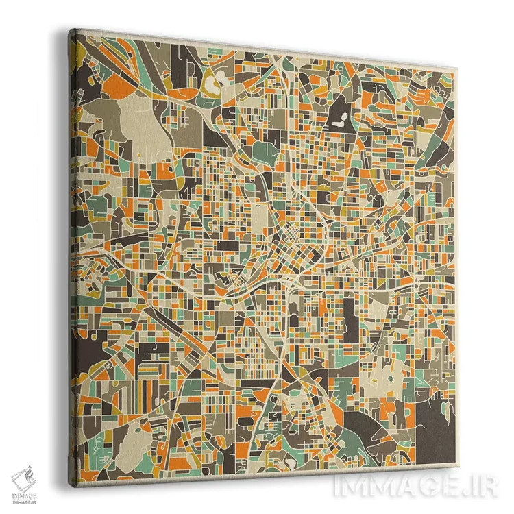 تابلو نقشه انتزاعی شهر آتلانتا اثر جازبری بلو (هنرمند مدرن/برند هنری) - نمای پرسپکتیو محصول