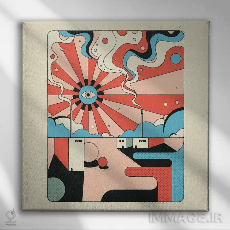 تابلو طلوع خورشید اثر جازبری بلو (هنرمند مدرن/برند هنری) - نمای روبهرو روی دیوار