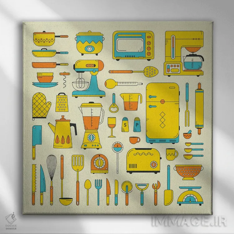 تابلو آشپزخانه رترو اثر جازبری بلو (هنرمند مدرن/برند هنری) - نمای روبهرو روی دیوار
