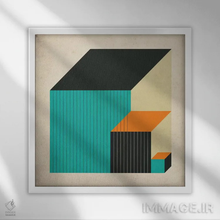 تابلو مکعبها XI اثر جازبری بلو (هنرمند مدرن/برند هنری) - نمای قابدار سفید
