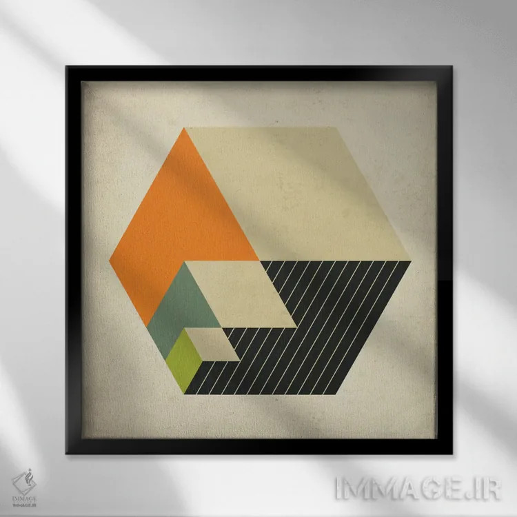 تابلو مکعبها XV اثر جازبری بلو (هنرمند مدرن/برند هنری) - نمای قابدار مشکی